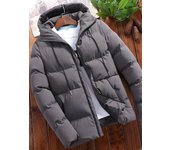 Ropa acolchada de otoño e invierno para hombre, ropa acolchada gruesa con capucha, chaqueta acolchada informal de color sólido de talla grande para hombre M gris