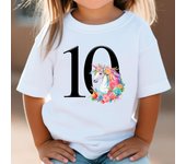 Camiseta para niños, números de cumpleaños del 1 al 10, camiseta de unicornio, camisetas de cumpleaños de verano para niñas, camisetas blancas de manga corta, ropa de fiesta para niños 9-10T(150cm)