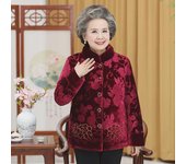 Chaquetas acolchadas de algodón de invierno para madres mayores (edades de 70 a 80 años) 4XL (130-145 jin) rojo