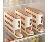 Rejilla para huevos de 4 niveles para frigorífico, contenedor automático para guardar huevos, dispensador de huevos para cocina, organizador para frigorífico amarillo