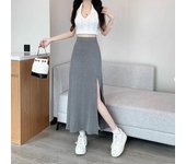 Falda elegante de talle alto con abertura en forma de A 2024 M 100-110 negro