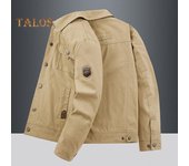 Chaqueta de hombre con solapa de manga larga y múltiples bolsillos, diseño de chaqueta, abrigo de un solo pecho de color liso, chaqueta para exteriores, uso diario M verde del ejército