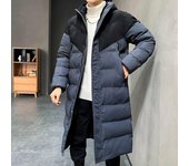 Chaqueta con capucha de marca, informal, a la moda, larga y gruesa, para exteriores, parkas, para hombre, cortavientos de invierno, abrigos, ropa masculina, chaqueta larga L negro