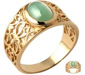 Anillo chapado en oro 'Cleopatra' aventurina dorada - 12 mm 60 verde