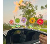 5 piezas de adornos de girasoles con cabeza móvil para interior de coche con dibujos animados y cinta adhesiva de doble cara 02#