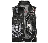 Chaleco de moto de cuero para hombre, chaqueta negra sin mangas de Hip Hop para motocicleta M negro