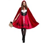 Disfraz de Caperucita Roja para Halloween, disfraz de fiesta de cosplay para adultos, conjunto de 2 piezas de vestido y capa XXXL rojo