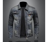 Nuevo estilo con cremallera chaqueta vaquera de motocicleta chaqueta de mezclilla de solapa para hombre tendencia Retro 5XL