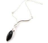 Les Trésors De Lily [J0875] - Collier Argent 'Déesse Noir de Jais' noir argenté (rhodié) - 45x30 cm negro