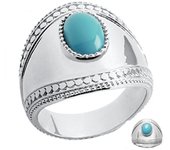 Bague Argent 'Cléopatra' turquoise argenté (rhodié) - 22 mm 60 turquesa