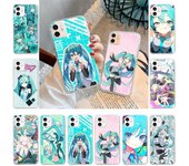 Funda para Samsung A04, A14, A23, A34, A54, M23, M33, M52, M53, Realme 10, 9, C30S, C35, C55, VIVO Y02S, Y21, Y51, X80 Pro, transparente, WI70, Hatsune Miku VIVO Y11S ébano
