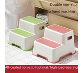 Reposapiés para niños: Taburete para baño y lavado de manos para bebés full-cover double-layer stool gris