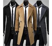 Abrigo de lana de otoño e invierno Abrigo de lana cruzado con solapa y corte entallado para hombre M negro