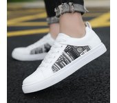 Zapatos casuales para hombre, nuevos zapatos vulcanizados con grafiti, zapatos planos de caña baja a la moda para hombre, zapatillas blancas de talla grande para hombre, zapatos de verano 39