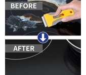 Raspador para vitrocerámica, raspador de vidrio para estufas, raspador de limpieza para placas de inducción y vitrocerámica para tiendas. amarillo