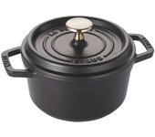 Maceta redonda Staub Cocotte negra pequeña de esmalte fundido a mano, compatible con IH, japonesa La Cocotte redonda  Pico 16 cm  [Producto autorizado] 40509-480