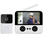 Cámara de timbre con video inalámbrica sin suscripción con pantalla IPS de 4,3 pulgadas de alta definición nocturna blanco