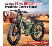 Bicicleta eléctrica NUEVA V1 2000W motor dual 48V22.4AH batería adulto Bicicleta eléctrica Todo terreno freno hidráulico multifuncional verde