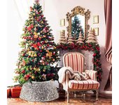 Collar de lentejuelas para árbol de Navidad, cinta de sujeción redonda, decoración interior reutilizable para vacaciones, cubierta de Base de anillo de árbol de Navidad, suministros para fiestas S oro