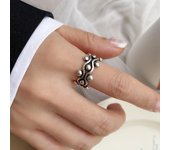 DIMANAF Joyería para mujer Anillo de acero Elegante Anillos vintage para dama one size
