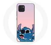 Coque pour Samsung Galaxy A03 Stitch le Nez en l'air fond rose