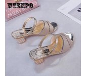 Sandalias casuales de mujer Cuñas de plataforma de PU suave Zapatos de tacón medio gruesos Peep-toe 40 negro