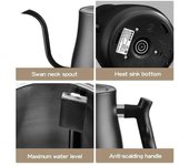 Hervidor eléctrico con olla de agua de calentamiento rápido de 1000 W Hervidor de agua eléctrico de acero inoxidable 304 y hervidor de café Indicador de temperatura us