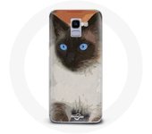 Coque pour Samsung Galaxy A8 2018 Siamois Noir et blanc Yeux Bleus