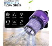 Cubo de basura de repuesto compatible + filtro para aspiradoras Dyson V11, V15, SV14, SV15, SV22 - Pieza n.º. 970050-01 y 965443-01 púrpura