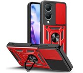 Funda protectora de cámara con soporte de armadura militar para VIVO Y28, Y03, Y100, Y02, Y17S, Y27, Y36, Y35, Y16, Y22, Y21, Y55, Y33S, Y33, Y31, Y51 y Y20, carcasa trasera con soporte de anillo híbrido. For VIVO Y28 4G negro