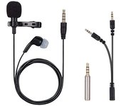 iGOKU Clip Pin externo Auricular Micrófono omnidireccional para Compatible con Adaptador de conversión de rendimiento remoto Incluido Micrófono, Micrófono, negro