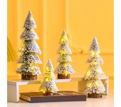 Mini adornos para árbol de Navidad, sisal, seda, cedro, pequeño pino para Navidad, fiesta de Año Nuevo, decoración de mesa para el hogar, regalos de Navidad. as shown