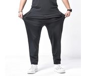 7XL pantalones largos de seda de hielo para hombre, tela fresca elástica ultrafina, talla grande, pantalones simples informales diarios XL