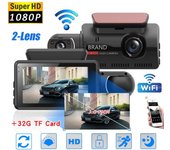 Cámara de salpicadero de doble lente para coche, grabadora de vídeo HD 1080P con caja negra, wifi, visión nocturna, sensor G, grabación en bucle, DVR. without WIFI