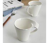 Taza de café expreso de 150 ml con borde plateado, cerámica blanca, taza de café francesa de lujo, taza de té con leche, utensilios de cerámica para beber. 150ML