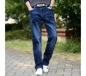 Vaqueros finos para hombre, pantalones holgados, rectos, gordos, extra, vaqueros elásticos de cintura alta de mediana edad 44 negro
