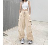 Mono holgado retro de pierna ancha con bolsillos grandes para mujer 2025 S rojo vino