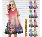 Niñas Floral Rendering Flores Estampado Vestidos Niños Chica Fiesta Off Hombro Vestido Princesa Vestido Manga Corta Vestido Para Niña mayor de 4 años 80 azul