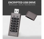 Unidad USB cifrada de 64 GB y 256 bits, unidad flash segura con contraseña, USB 3.0, compatible con disco U, reinicio/borrado/automático 32GB gris