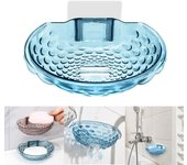 Soporte para jabón, recipiente para esponja para platos con gancho de pared para ducha, cocina, fregadero, adhesivo sin perforación, accesorios de baño blanco