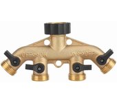 Conectores de grifo conmutador de boquilla divisora ​​de tubo de manguera de 4 vías de latón de 3/4 pulgadas para riego de jardín eu
