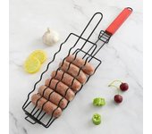 Cesta para parrilla de acero inoxidable, herramienta para barbacoa, accesorios para parrilla, rejilla para barbacoa para hot dogs, verduras, carne, filetes, camarones, soporte para brochetas negro