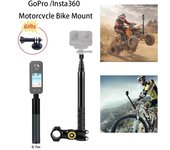 Palo de selfie para Insta360 X4 Ace Pro DJI GoPro, soporte de cámara para manillar de motocicleta y bicicleta, adaptador de monopié