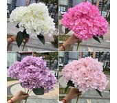 Flores artificiales de gran tamaño de 5 cabezas, hortensias blancas y rosas, de seda, para boda, ramo de novia, flores falsas, decoración para fiestas en el hogar