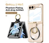 Flip 5 Funda para teléfono Magsafe magnética transparente galvanizada para Samsung Galaxy Z Flip 5 Flip 4 5G Soporte de anillo Cubierta de prevención de caídas a prueba de golpes Galaxy Z Flip 5 verde