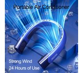 Ventilador de cuello de 4000mAh, aire acondicionado portátil Octacore Hurricane, viento envolvente de 360 ​​grados, Enfriador de aire recargable por USB, ventilador deportivo de 5 velocidades azul