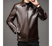 Chaqueta de cuero para hombre otoño e invierno nueva chaqueta de cuero suave corta con solapa sencilla e informal de negocios medianos ropa para hombre 170