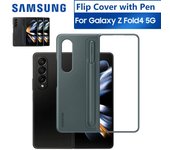 Samsung Funda plegable para Galaxy Z Fold4 con soporte para bolígrafo S, funda protectora completa para teléfono con soporte para bolígrafo desmontable negro