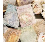 10 unids/pack de papel artesanal de encaje, decoración de diario, papel álbum de recortes, Material de álbum DIY, papelería color rosa