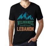 Camiseta vintage para hombre con gráfico y cuello en V Wilderness Lebanon Deep Black XS negro